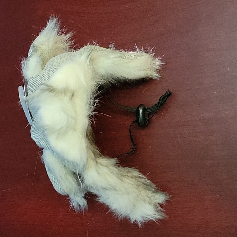 White and Gray Winter Faux Fur Dog Hat Size XXS/XS New with Tags